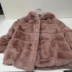 Apparis Faux Fur Kids Coat - Size 8Y Color DUSTY ROSE
